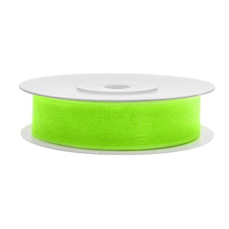25m chiffon neon gift ribbon in light green