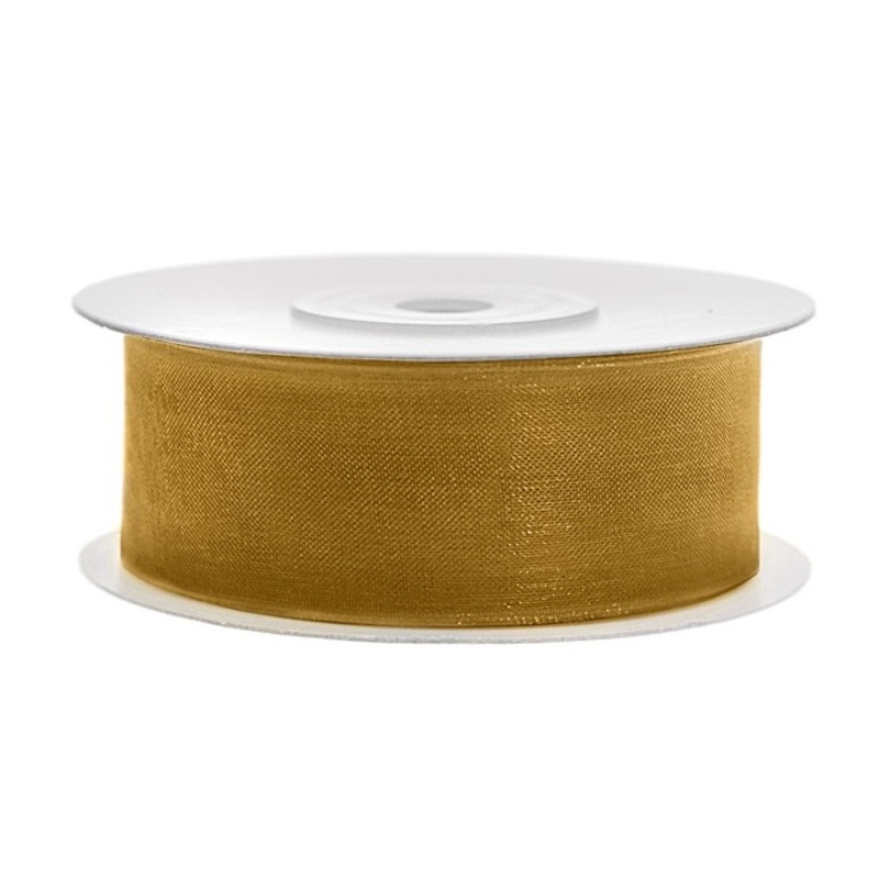 25m chiffon ribbon gold