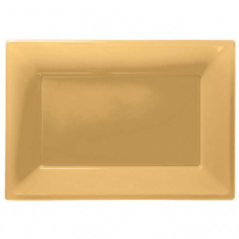 3 golden serving plates 33 x 23cm