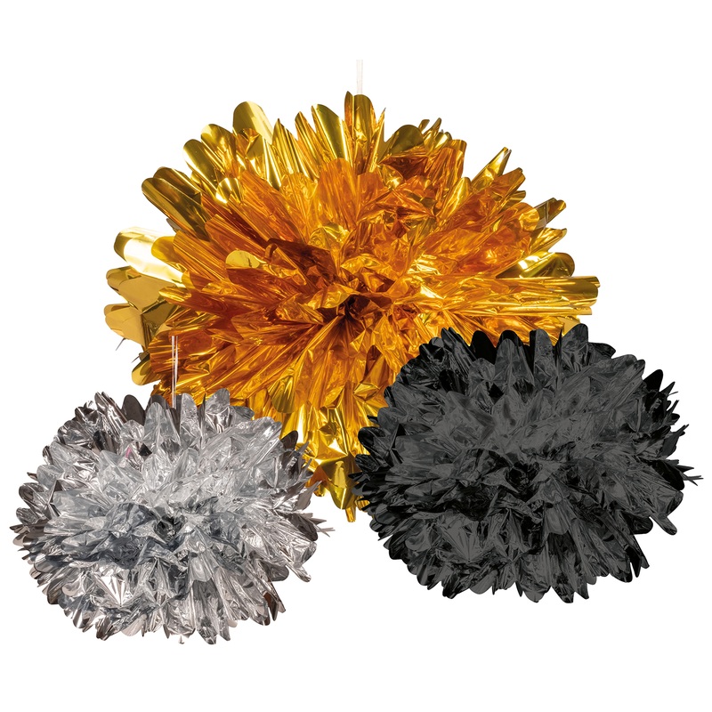 3 Metallic Pompons Elegance
