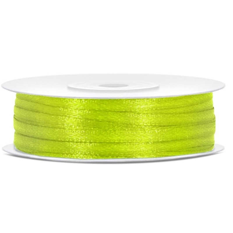 50m satin ribbon neon green 3mm wide