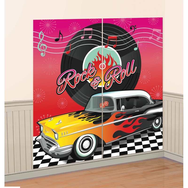 50s rock & roll wall backdrop Hit The Road