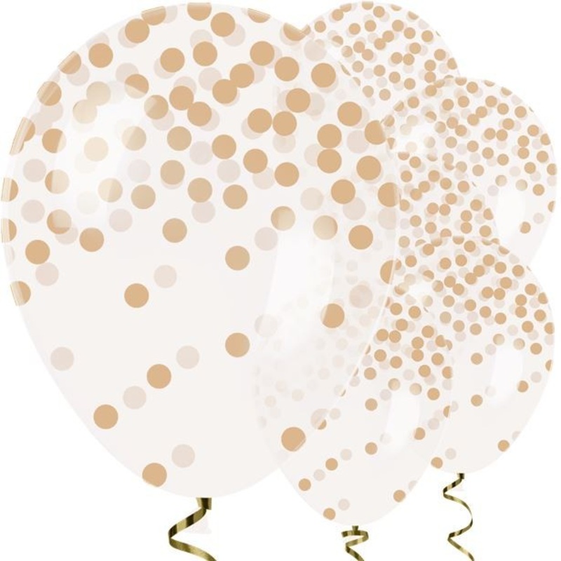 6 Golden Confetti Balloons 28cm