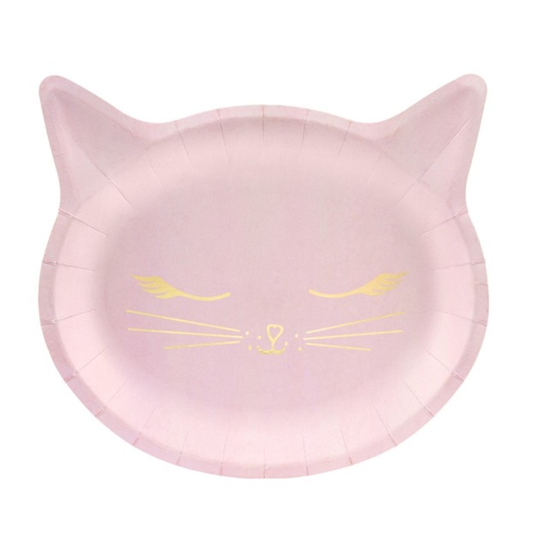 6 Kiki Cat Paper Plates Pink 22cm x 20cm