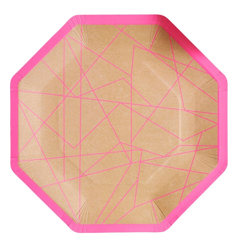 8 Neon Festival paper plates 25cm