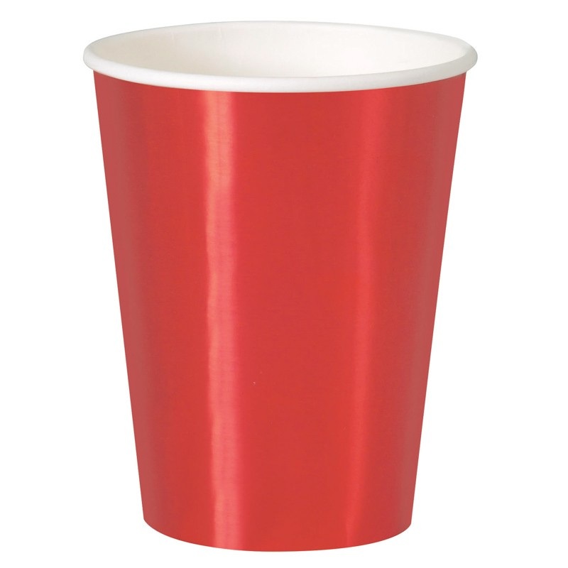 8 paper cups Vera red glossy 355ml