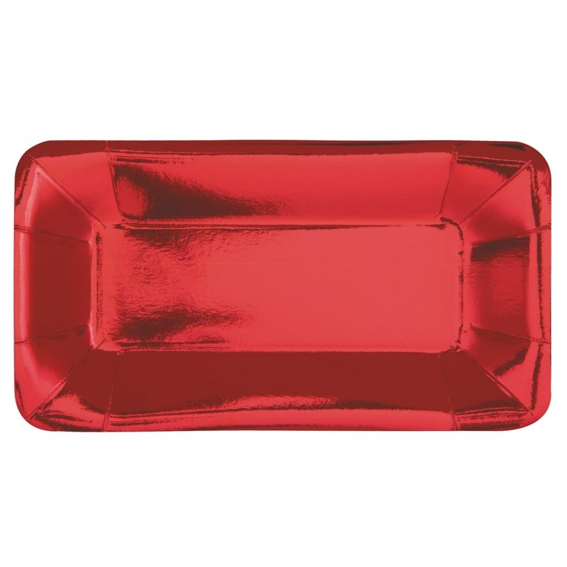 8 paper plates Vera red glossy 23 x 13cm