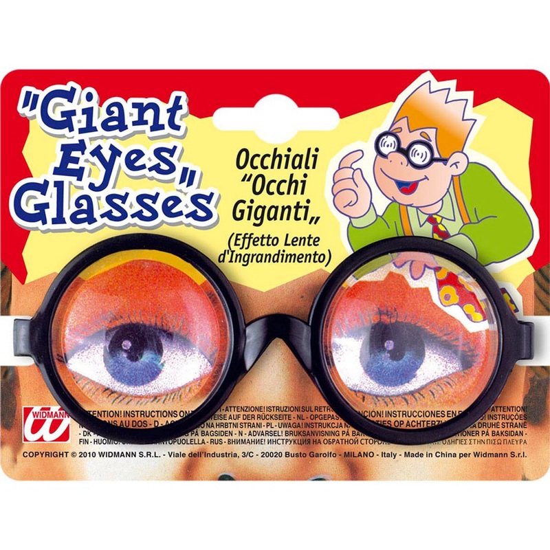 Joke glasses with eye enlargement effect