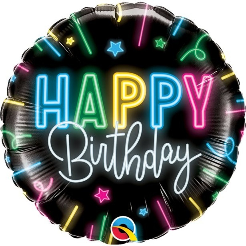 Neon Party Happy Birthday foil balloon 46cm