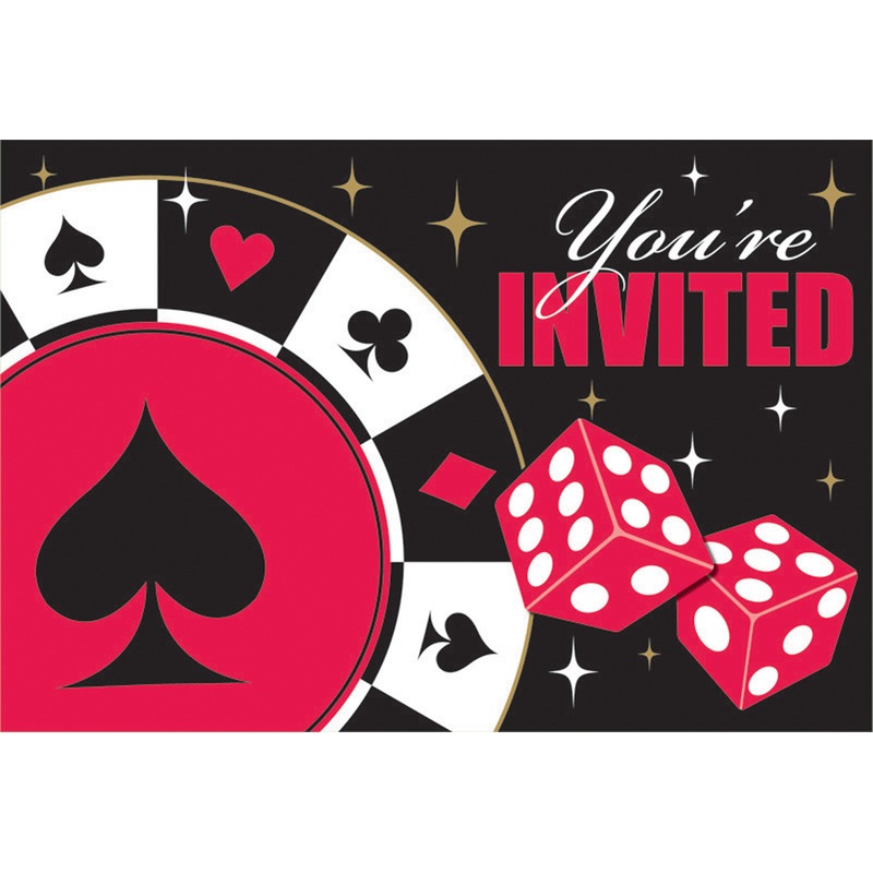 Poker Tournament Invitation Card Las Vegas 8 pieces