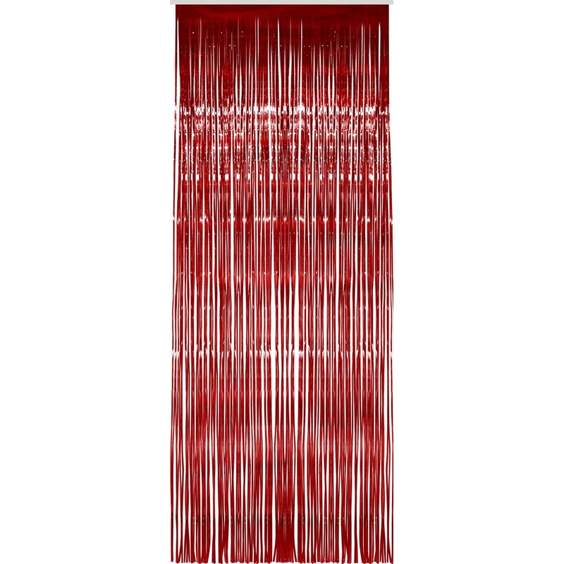 Red glitter tinsel curtain 91x244cm