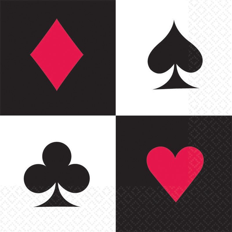 Set of 16 Poker Tournament Napkins Casino 33x33cm