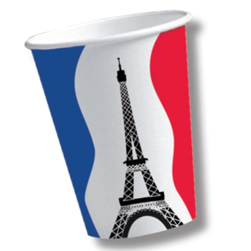 10 France paper cups Paris 200ml