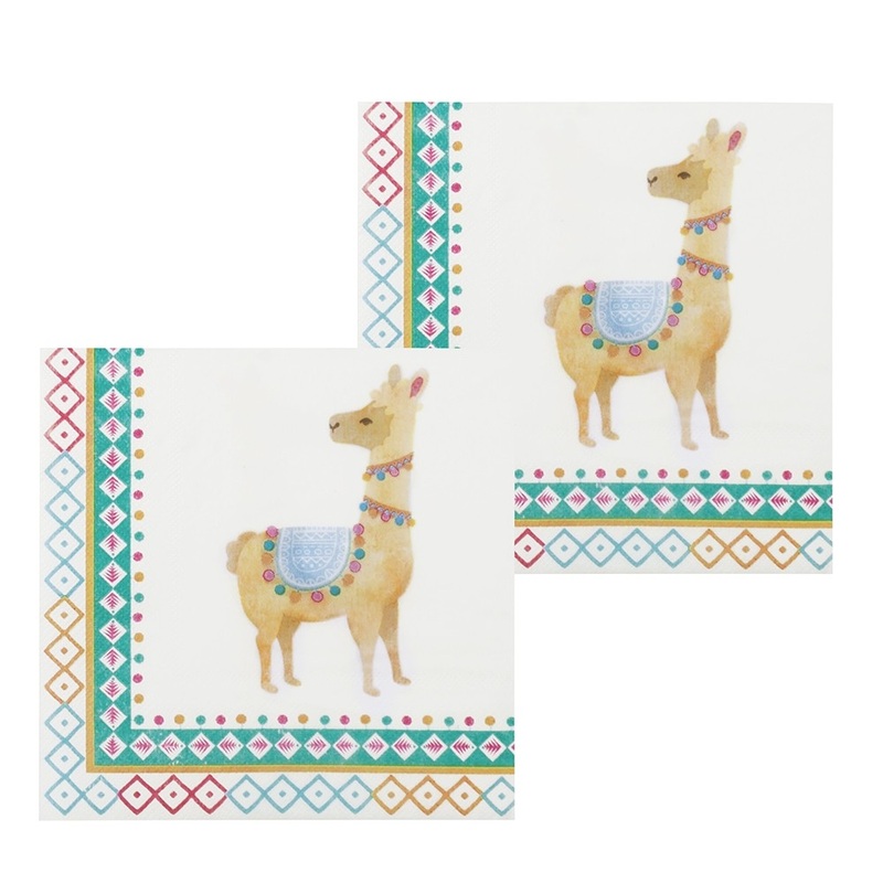 12 Llama circus napkins 33cm