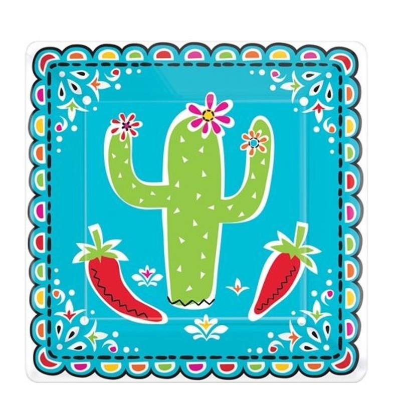 18 cactus party paper plates 18cm