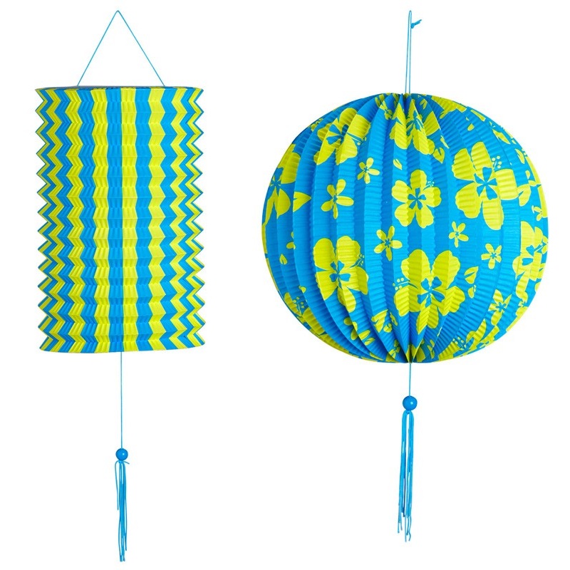 2-piece lantern set with floral decoration