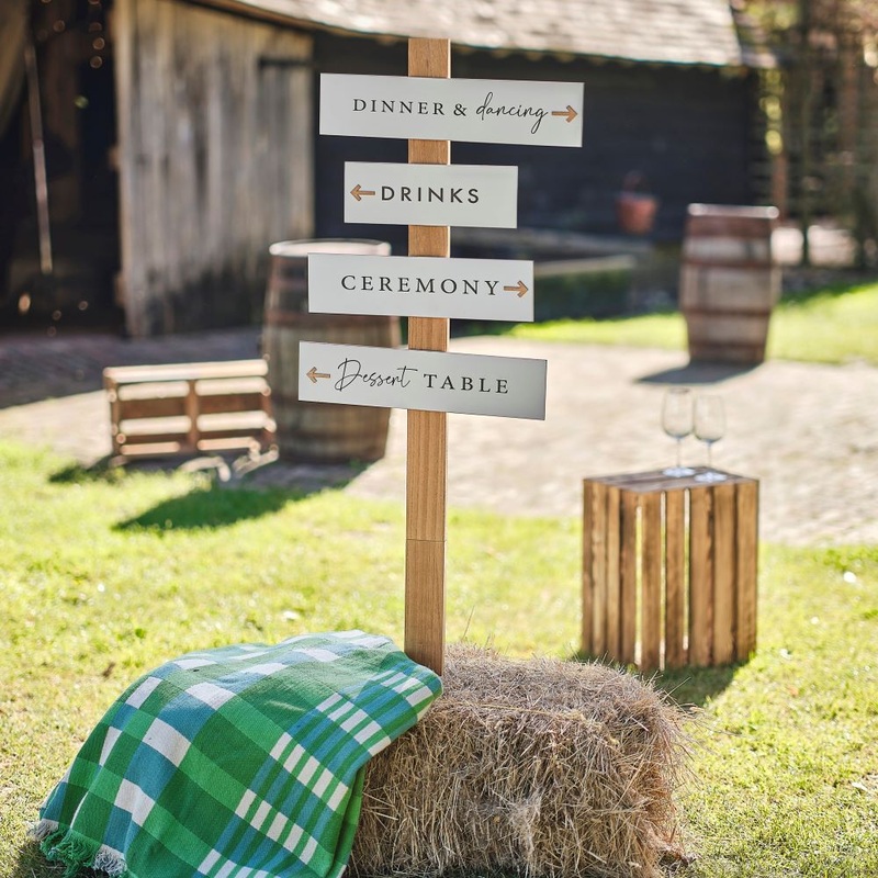 4 wooden signposts Rustic Romance