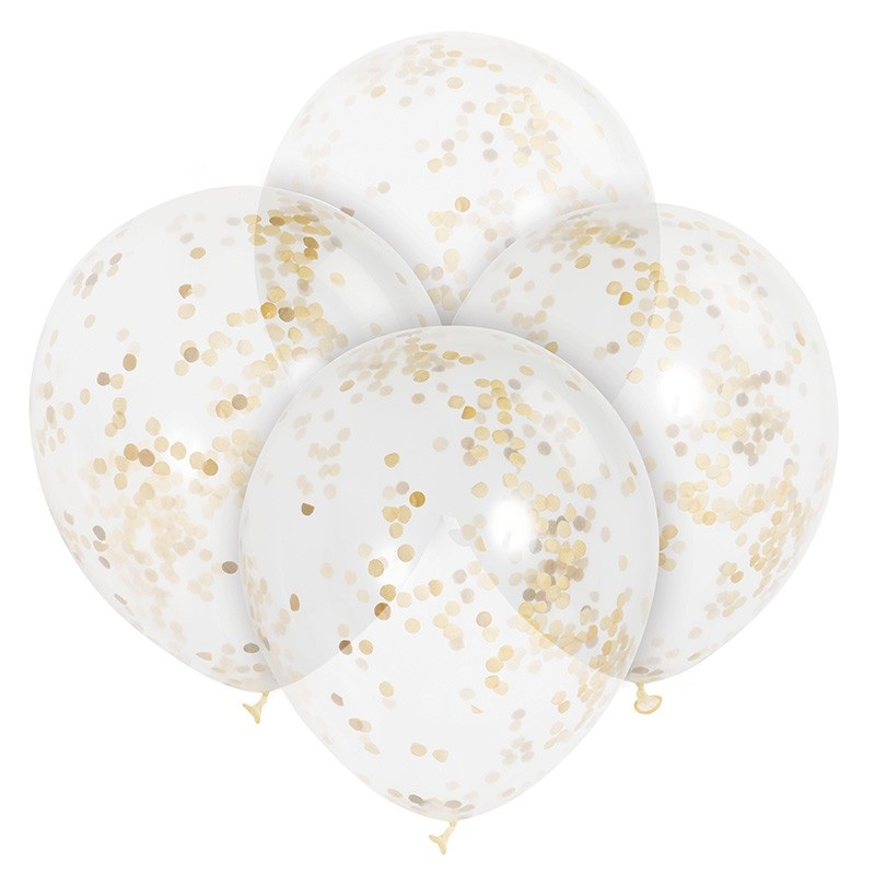 6 Golden Confetti Balloons Celebration 30cm