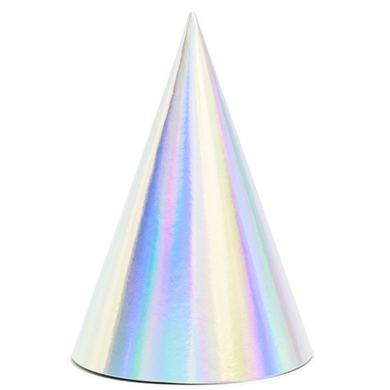 6 Iridescent Party Hats 17cm