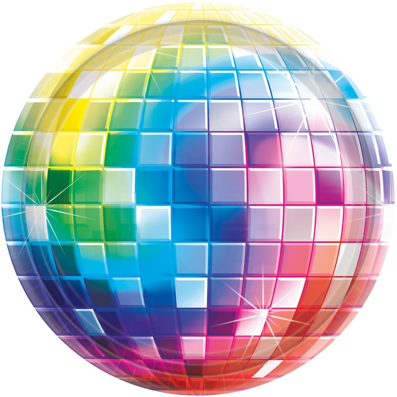 8 Disco Fever paper plates Rainbow 25cm