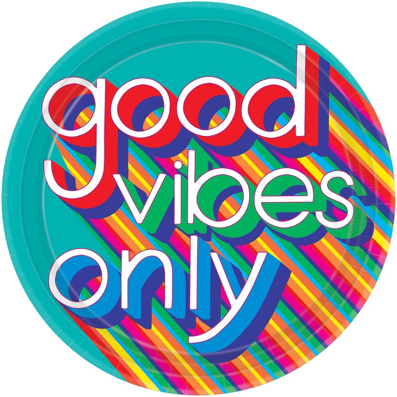 8 Good 70s Vibes paper plates 26.7cm