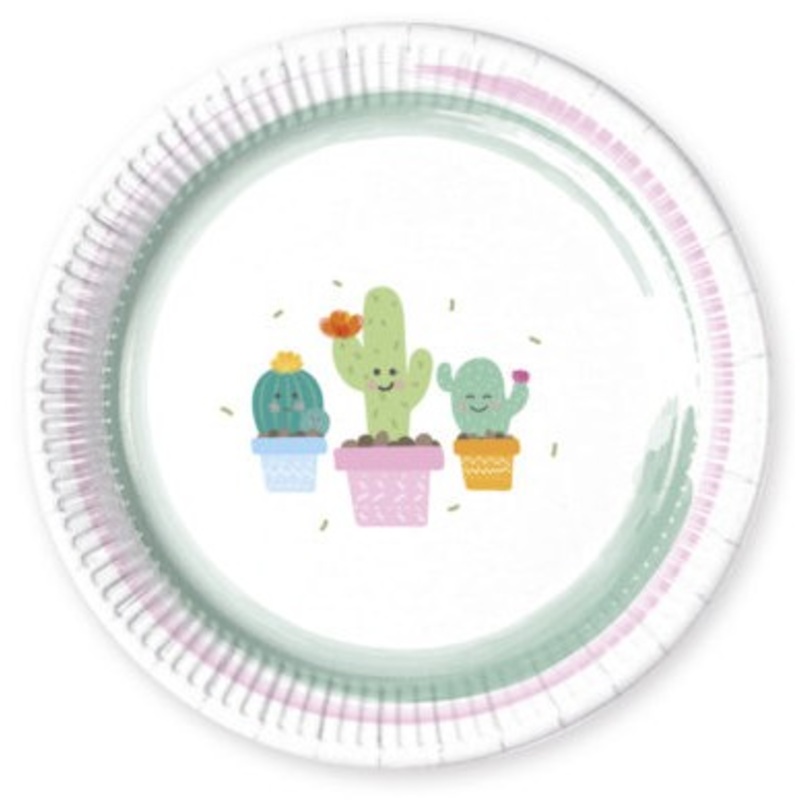 8 Happy cactus paper plates 23cm