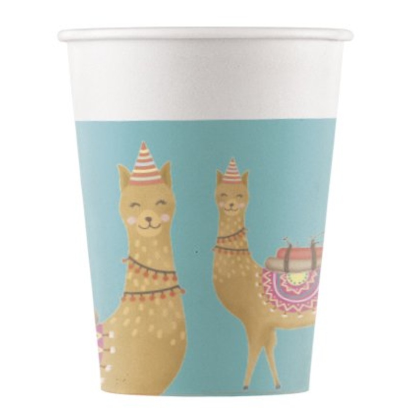 8 Llama Fiesta paper cups 200ml