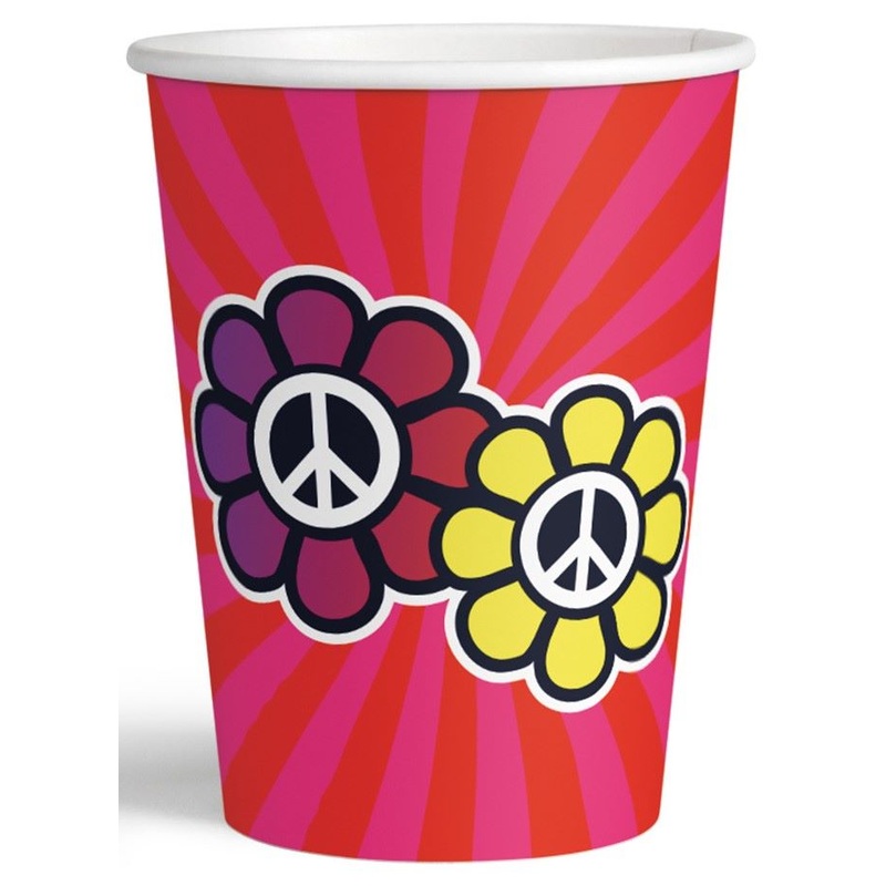 8 paper cups Hippie Peace 210ml