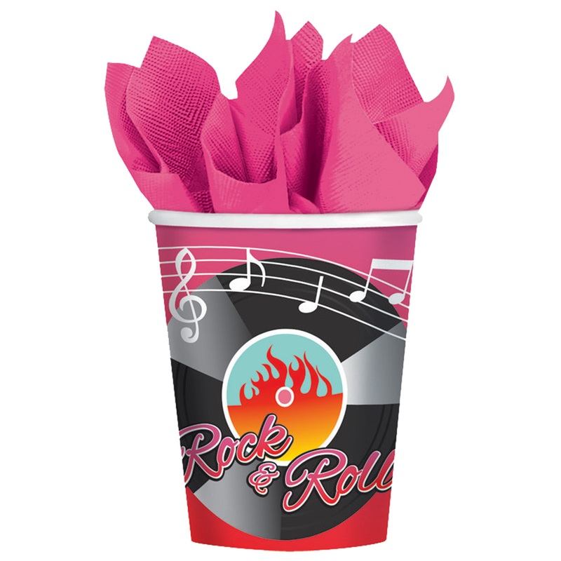 8 paper cups Rock & Roll 266ml