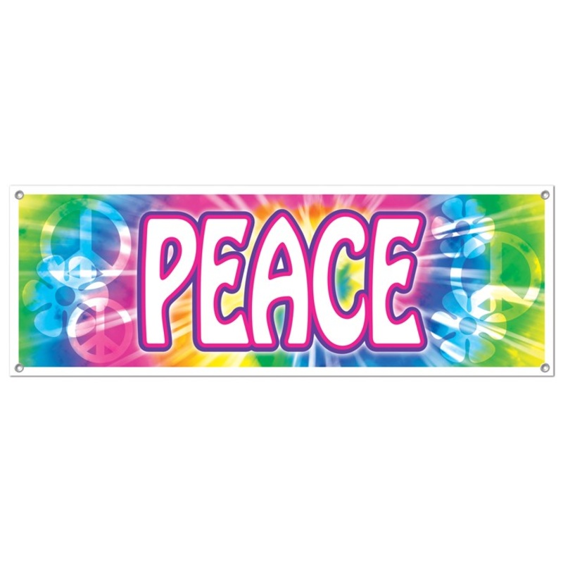 Colorful Flower Power Peace Banner 150x53cm