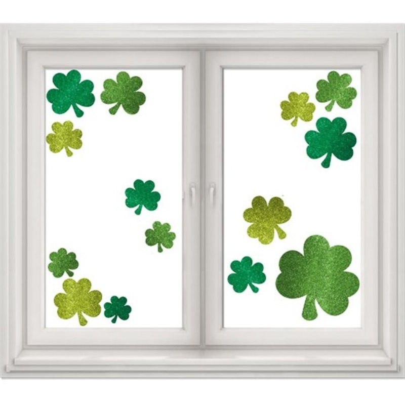 St Patricks Day shamrock window decoration 45.7 x 30.5cm