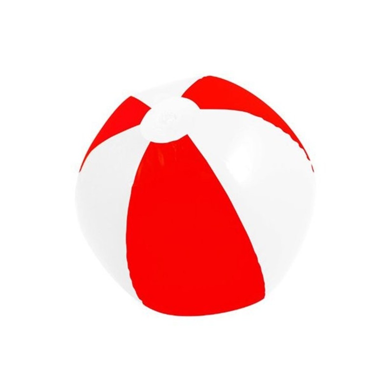 Striped beach ball red white 1m