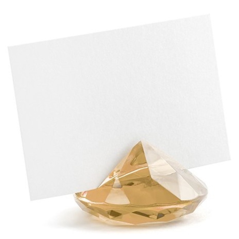 10 Diamond Placecard Holders Gold 4cm