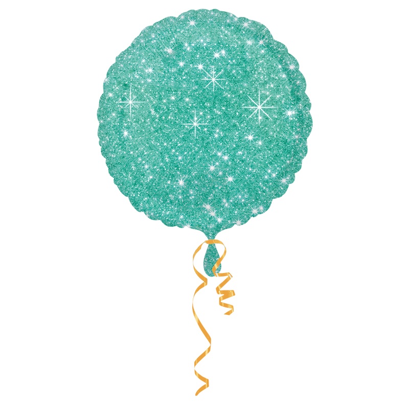 10 noble glitter diamond foil balloons in turquoise