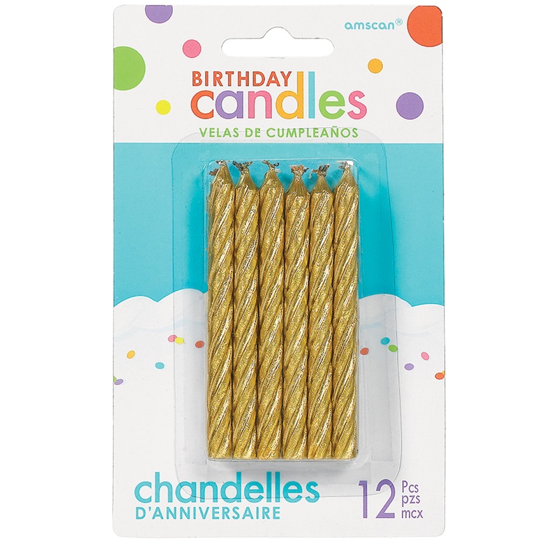 12 birthday candles loop gold 5,3cm