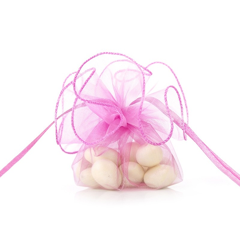 20 organza bags Flora pink 26cm