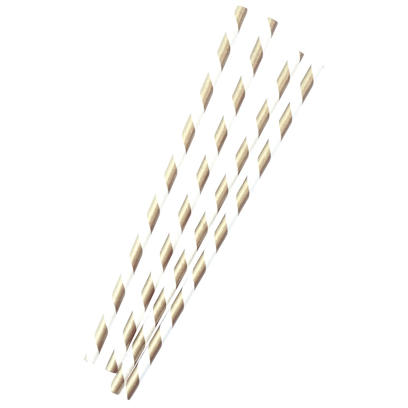 24 Golden Wishes paper straws 20cm