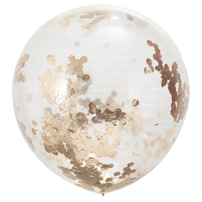 3 giant latex balloons golden confetti 91cm