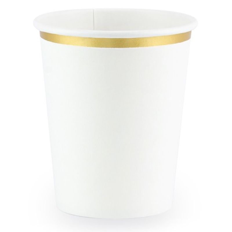 6 Bright White paper cups 260ml