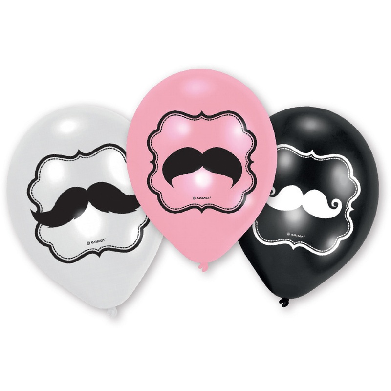 6 cute mustache balloons 23 cm
