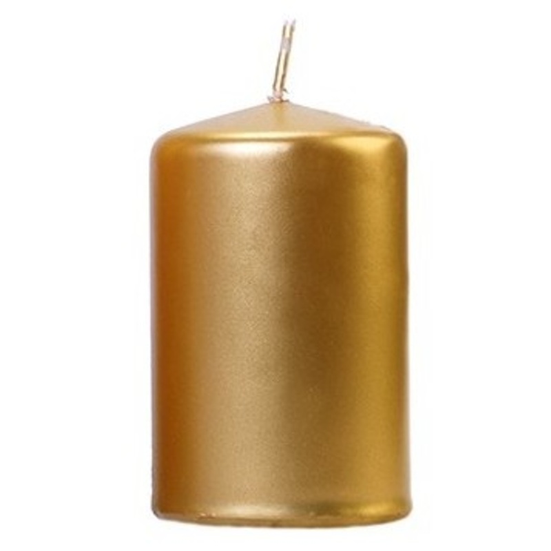 6 pillar candles Rio gold metallic 10cm