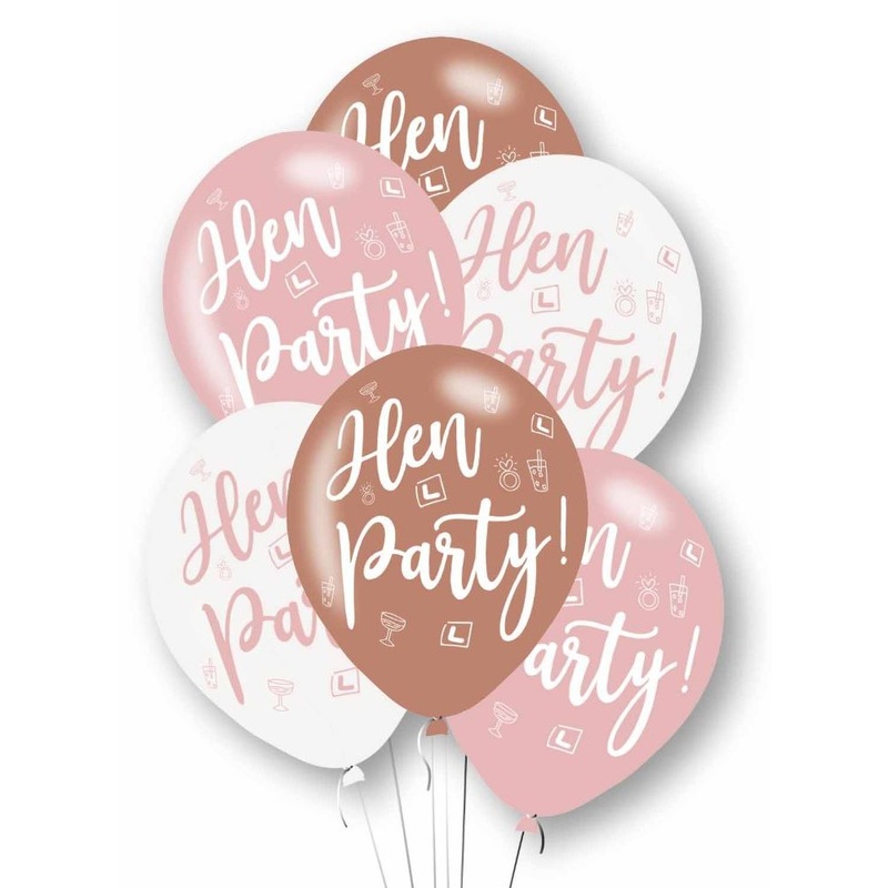 6 Rosy Hen Party Balloons
