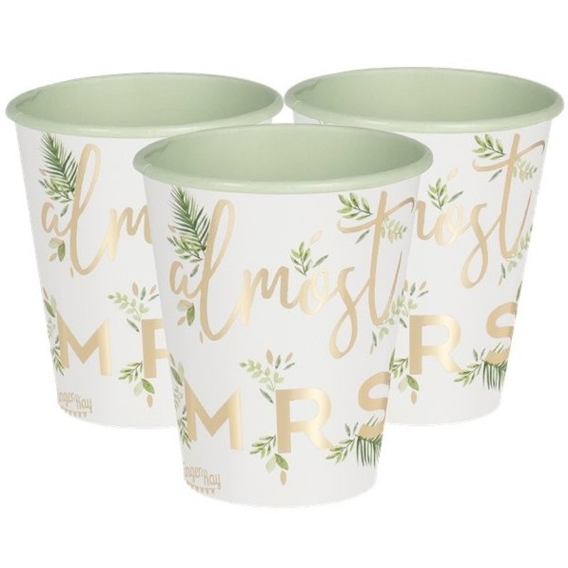 8 Almost Mrs JGA paper cups floral 260ml