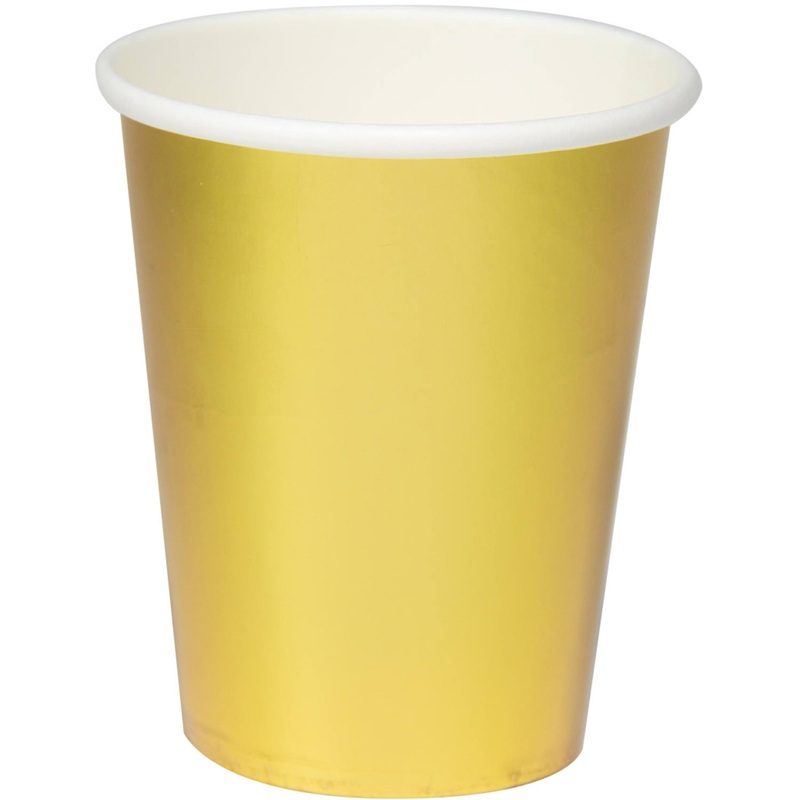 8 gold metallic cups 350ml