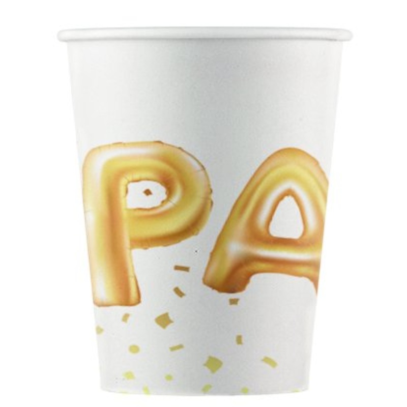 8 golden party paper cups 200ml