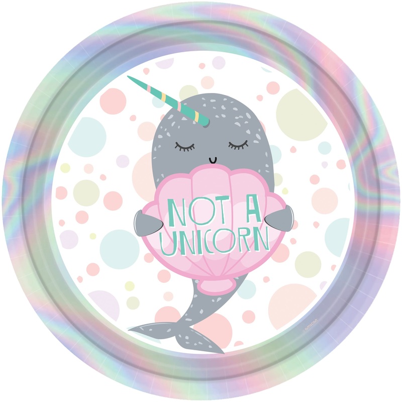 8 narwhal party plates 23cm
