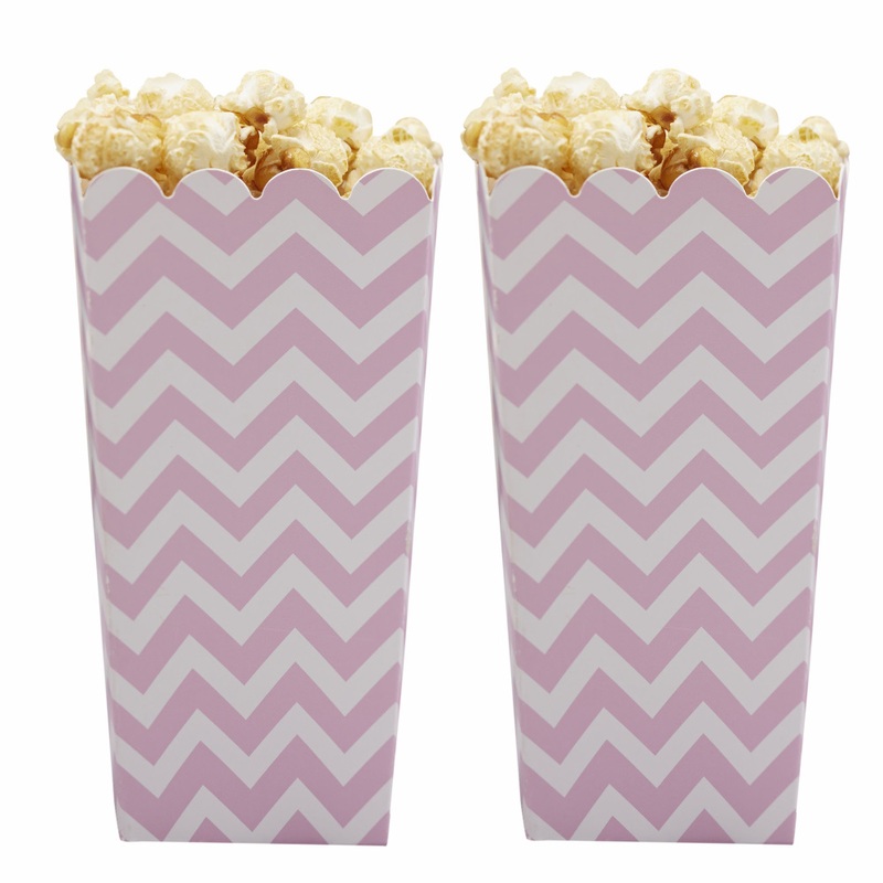 8 pink zig zag popcorn bags