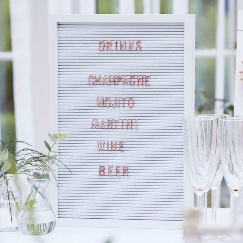 Floral wedding pegboard white rose gold 40 x 30cm