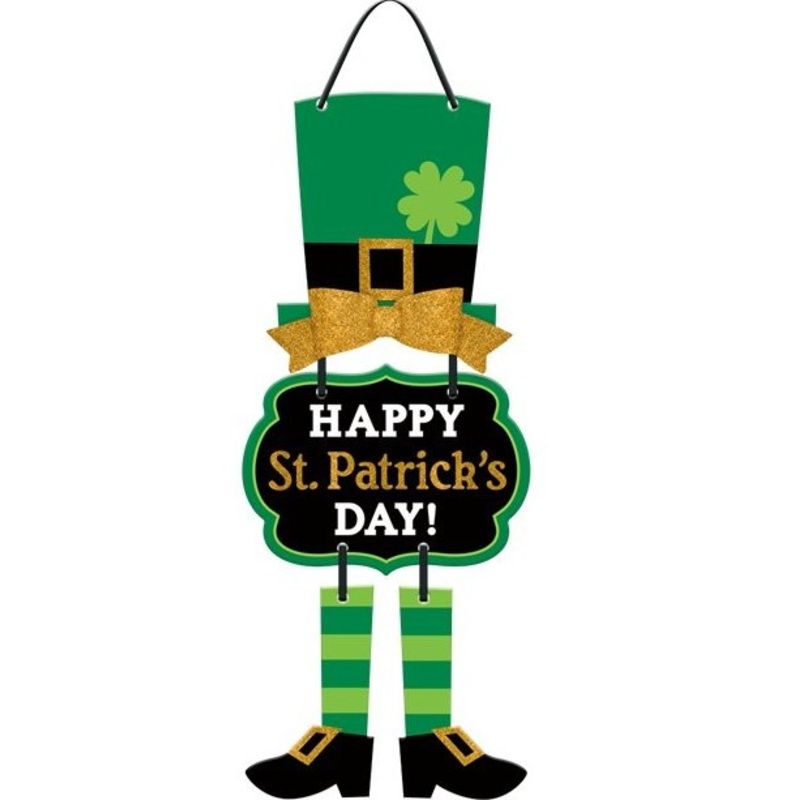 Leprechaun St Patricks Day wooden sign 48 x 21cm