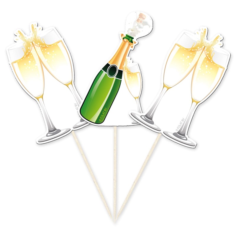 Sparkling champagne bottles skewers